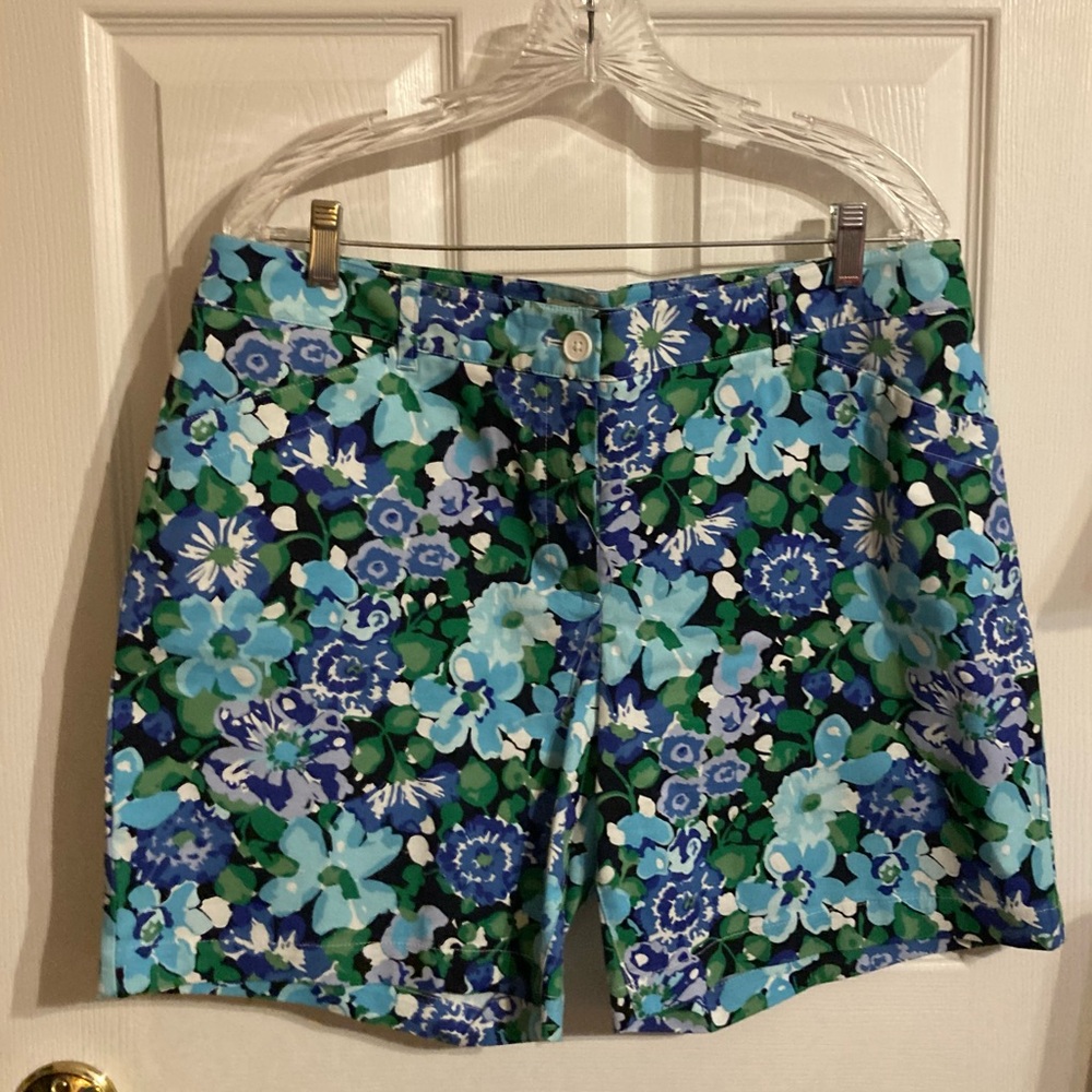Talbots size 14 women’s Bermuda shorts in shades of blue.